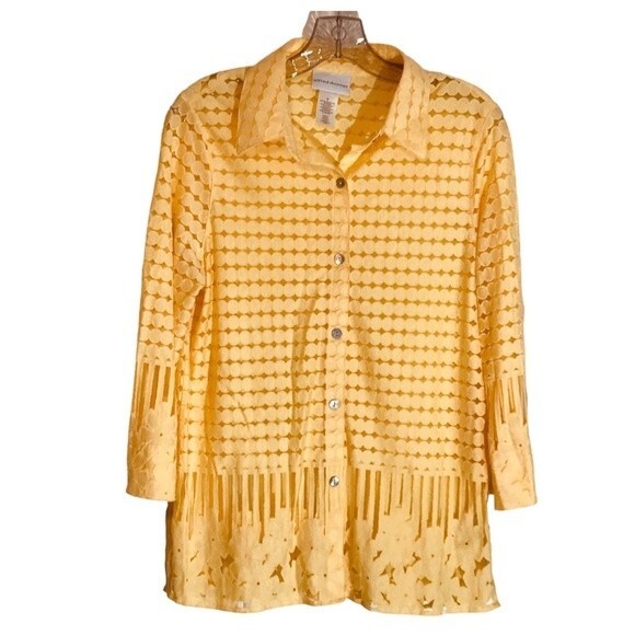 Alfred Dunner Semi Sheer Button Front Blouse - Picture 1 of 9